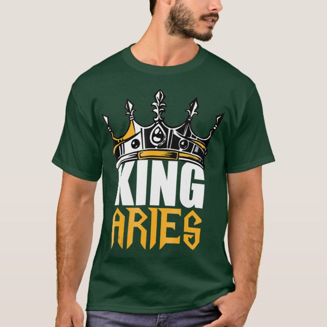Camiseta Aries Birthday dá presentes King Aries Zodiac (Frente)