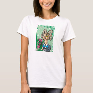Camiseta Aries floral com Monocle e laço