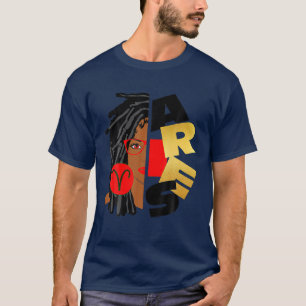 Camiseta "Aries Girl Afro Bloqueia Rapariga Zodíaca Sinaliz