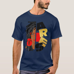 Camiseta Aries Girl Afro Bloqueia Rapariga Zodíaca Sinaliza