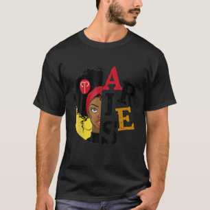 Camiseta Aries Girl Afro Bloqueia Rapariga Zodíaca Sinaliza