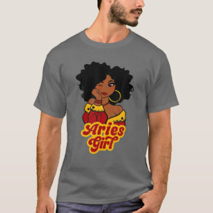 Camiseta Aries Girl Afro Girl Zodiac Marca Presente de Aniv