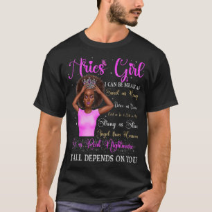 Camiseta Aries Girl Black Queen Zodiac Aniversário Afro Mul