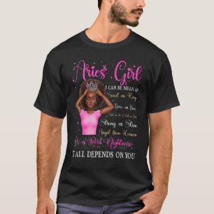 Camiseta Aries Girl Black Queen Zodiac Aniversário Afro Mul