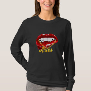 Camiseta Aries Girl Juics Lábios Dourada Astrologia em Cade