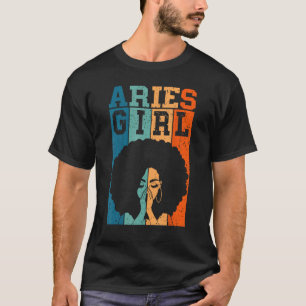 Camiseta Aries Girl Zodiac Aniversário Rainha Africana Amer