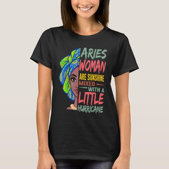 Camiseta Aries Girls Are Sunshine Mixed With A Little Hurri (Frente)