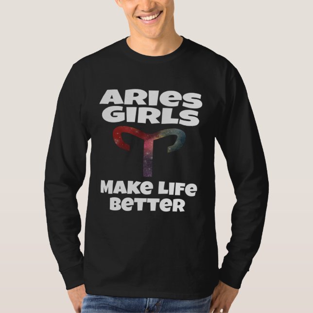 Camiseta Aries Girls Make Life Better Astrology Astrologica (Frente)