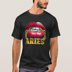 Camiseta Aries Horoscope Juicy Lábios Chain for African Ame
