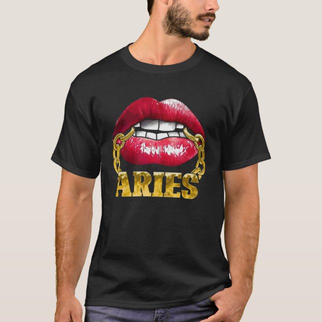Camiseta Aries Horoscope Juicy Lips Chain for African Ameri (Frente)