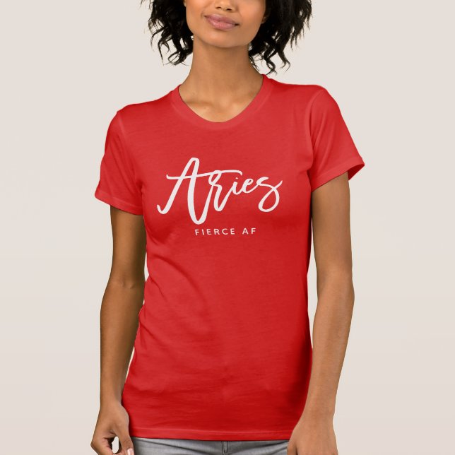 Camiseta Aries Horoscope Script Chic Moderno Sinal Zodiac T (Frente)
