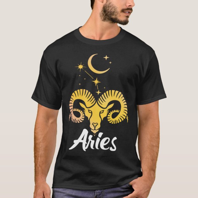 Camiseta Aries Horoscope Zodiac Sign Born March April (Frente)