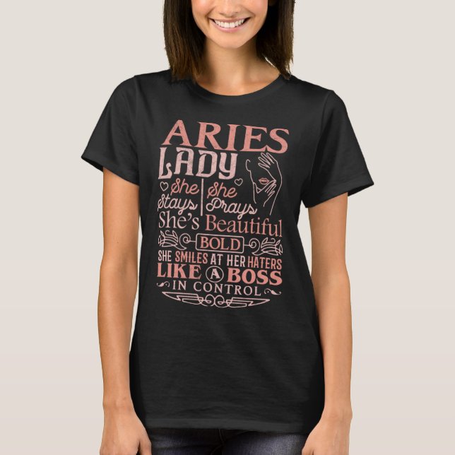 Camiseta Aries Lady  Astrology Zodiac Sign Aries Woman Girl (Frente)
