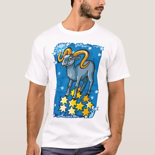 Camiseta Aries no Céu Noturno com Estrelas (Frente)
