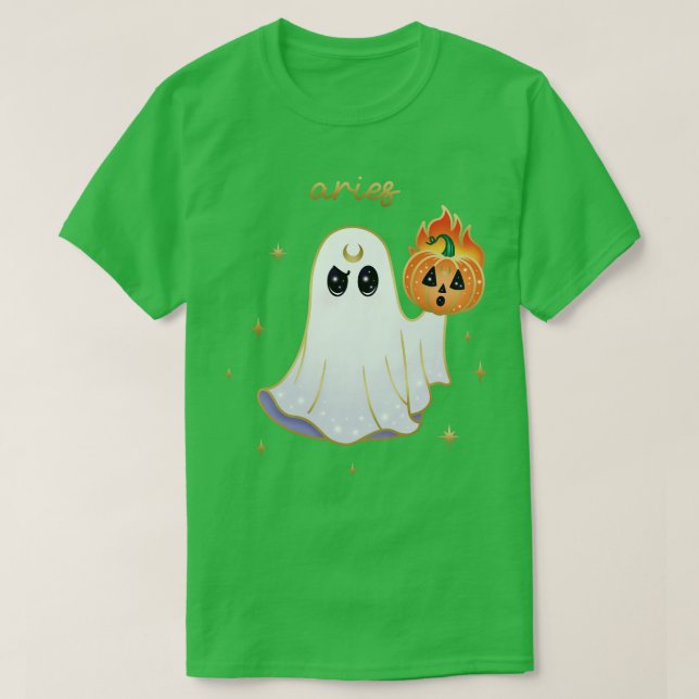 Camiseta Aries Pumpkin Ghost Com Aries (Frente do Design)