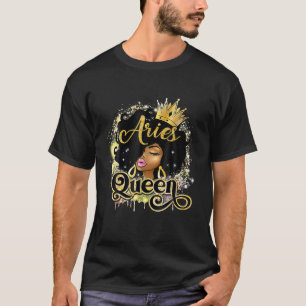 Camiseta Aries Queen Afro Girl Zodiac Marca Presente de Ani