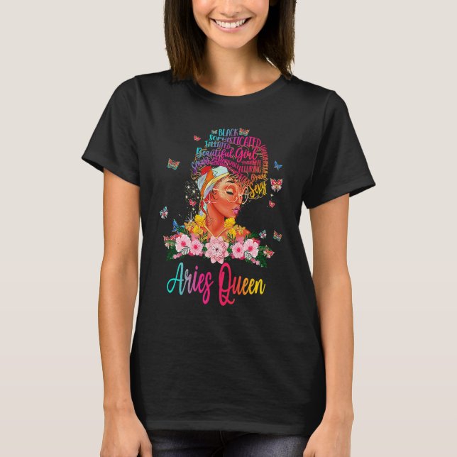 Camiseta Aries Queen Black Women Persiste sofisticado B (Frente)