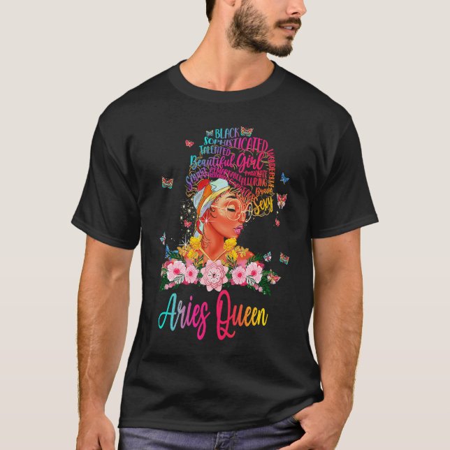Camiseta Aries Queen Black Women Persistent Sophisticated B (Frente)