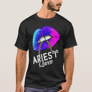 Camiseta Aries Queen Lábios Zodiac Horoscope Raparigas Birt