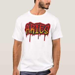 Camiseta ÁRIES Signo de Fogo Arte de Palavra Gotejante Tint