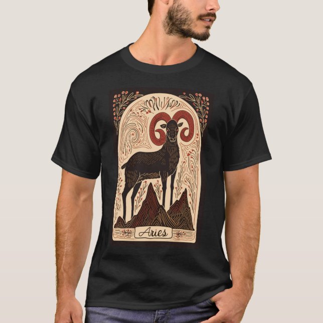 Camiseta Aries - T-Shirt Celestial Arte Zodiaca (Frente)
