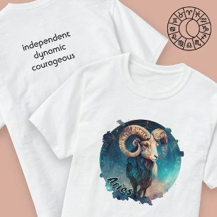 Camiseta Aries Teal e Tan Watercolor Zodiac T-Shirt