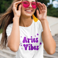 Aries Vibes Astrologia Zodíaca Estrelas Roxas T-Sh