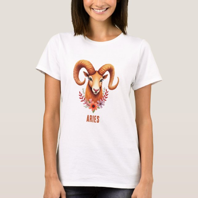 Camiseta Aries zodiac boho watercolor T-Shirt (Frente)