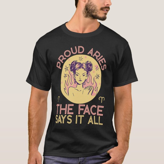 Camiseta Aries Zodiac Proud Aries  The Face Says It All (Frente)