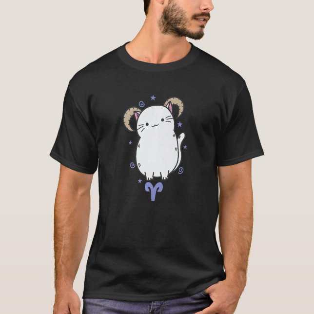 Camiseta Aries Zodiac Sign as a Cat Horoscope (Frente)
