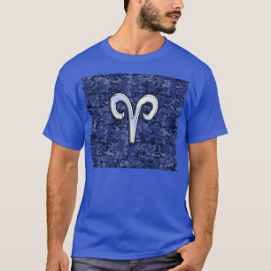 Camiseta Aries Zodiac - Sinal no Marinho Blue Digital Camo