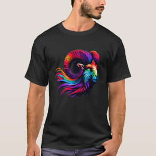 Camiseta Aries Zodíaco Símbolo Animal Arco-Íris Sinal Estre