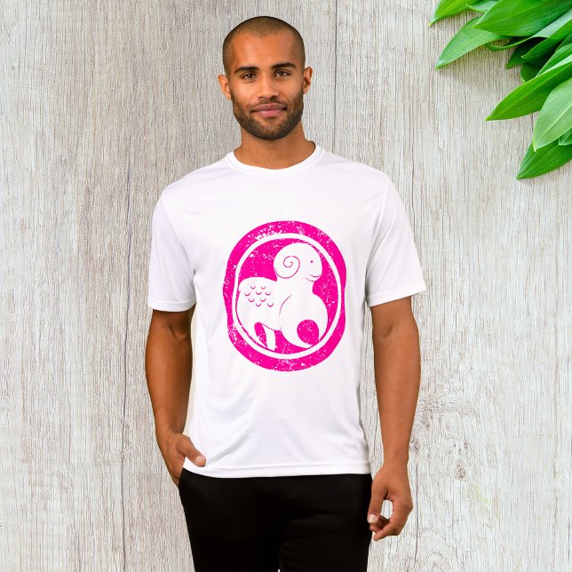 Camiseta Aries Zodíaco Símbolo Grunge Astrologia Ram Rosa (Criador carregado)