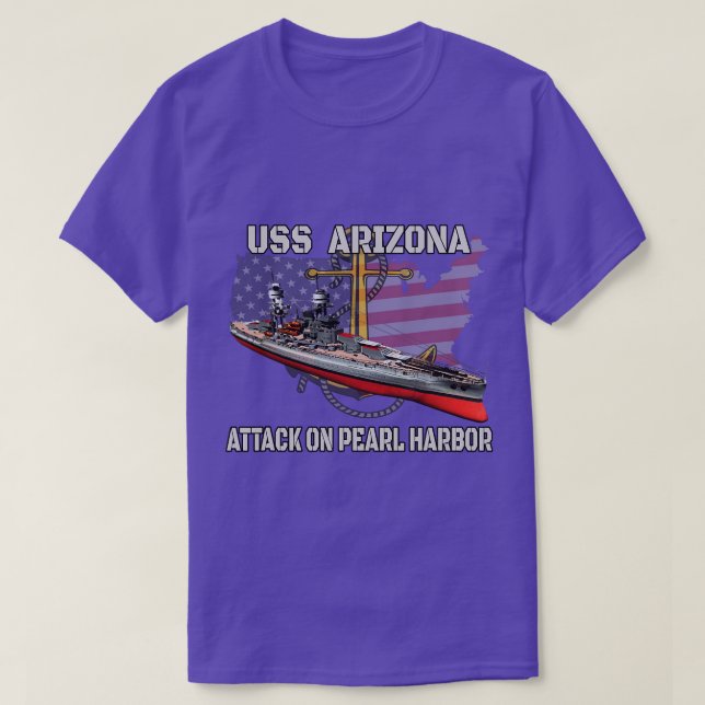 Camiseta ARIZONA Americana BB39 Navio de Guerra Veteranos D (Frente do Design)