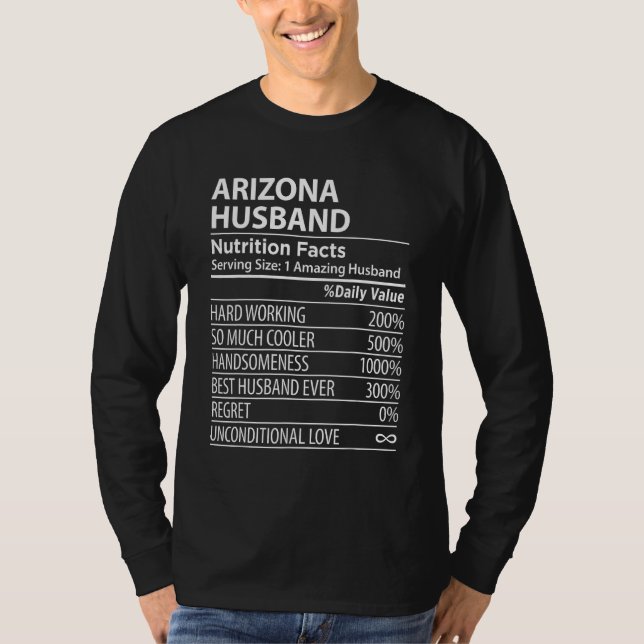 Camiseta ARIZONA AZ HUSBAND Nutrition Facts Mens USA State (Frente)