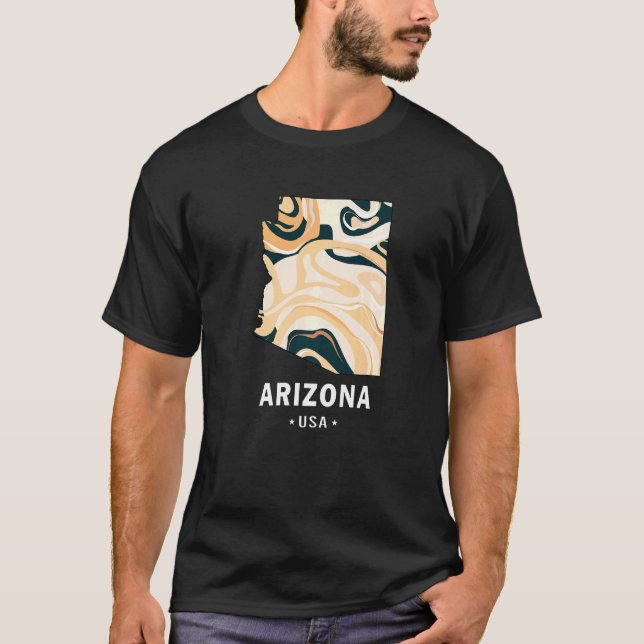 Camiseta Arizona AZ Mapa do Estado de Origem Homens Gráfico (Frente)