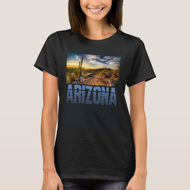 Camiseta Arizona Cactus Sunset Vacation Souvenir (Frente)
