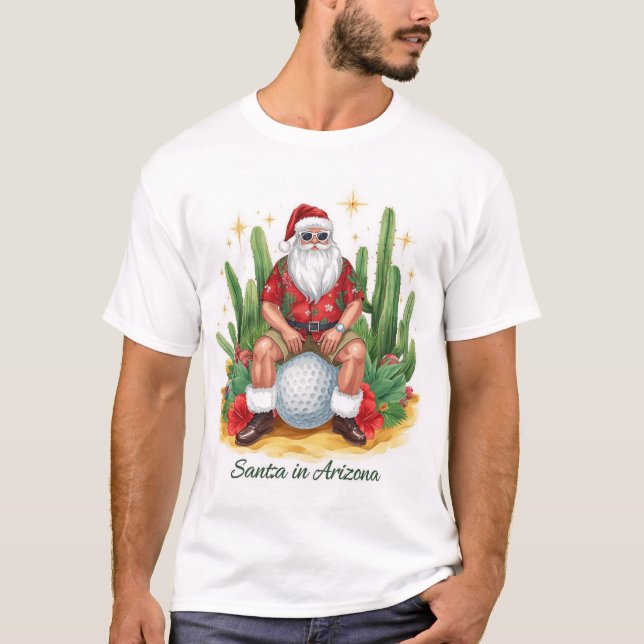 Camiseta Arizona Christmas with Santa Claus on golf ball  (Frente)