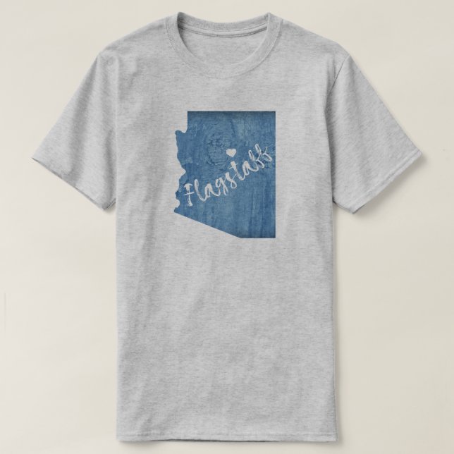 Camiseta Arizona de Flagstaff de Grãos de Madeira (Frente do Design)