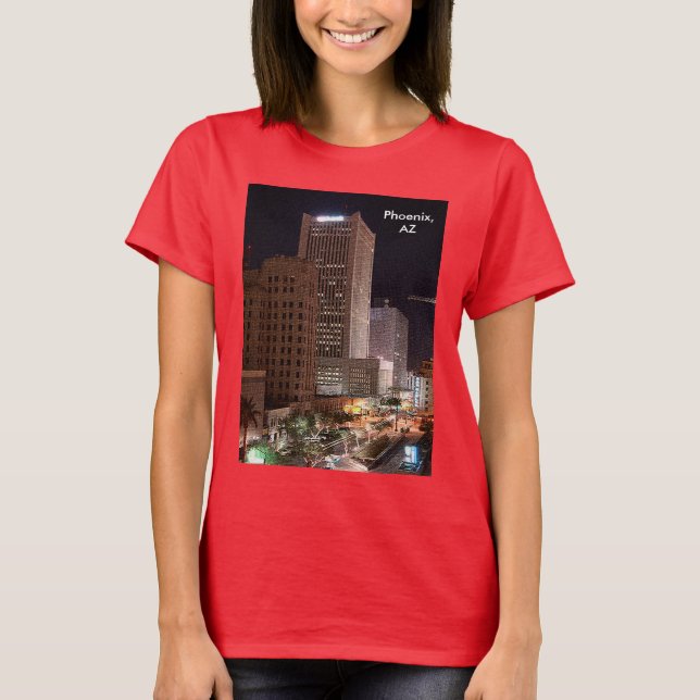 Camiseta Arizona de Phoenix no Skyscrapens Noturnos Mulhere (Frente)