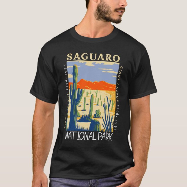Camiseta Arizona do Parque Nacional Saguaro Afastada (Frente)
