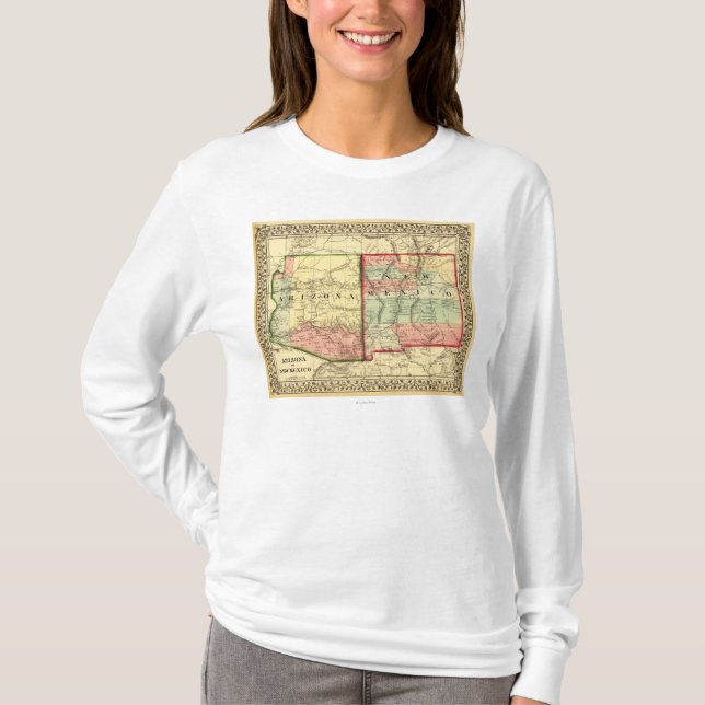 Camiseta Arizona e mapa novo de MexicoPanoramic (Frente)