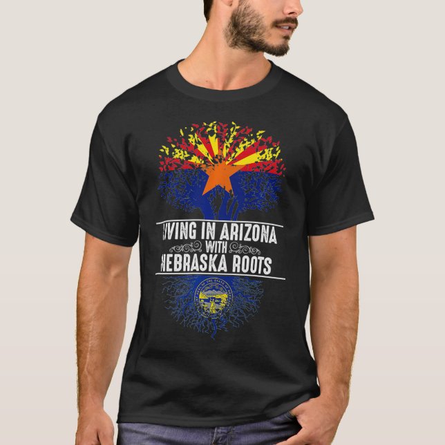 Camiseta Arizona Home Nebraska Raízes Árvore Estadual Flag  (Frente)