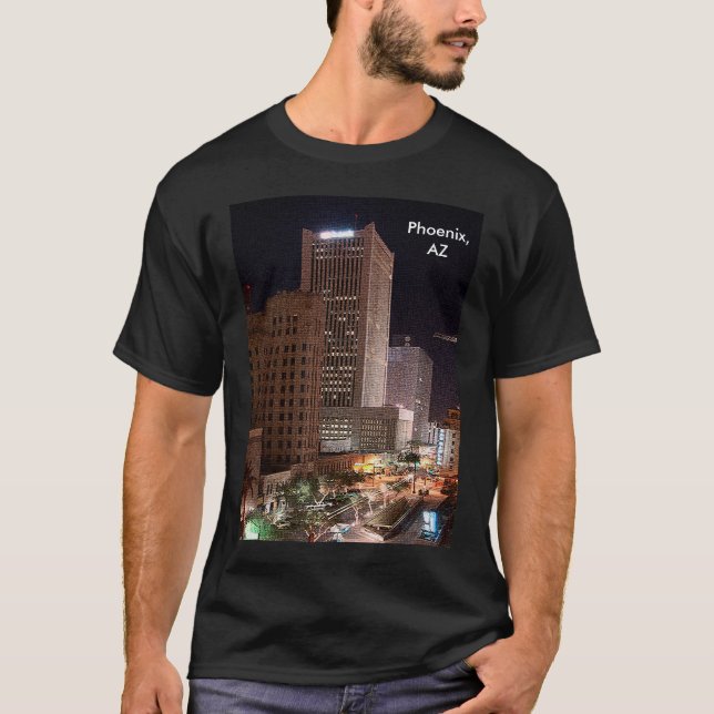 Camiseta Arizona Phoenix no Skyscrapers Noturnos Unisex (Frente)