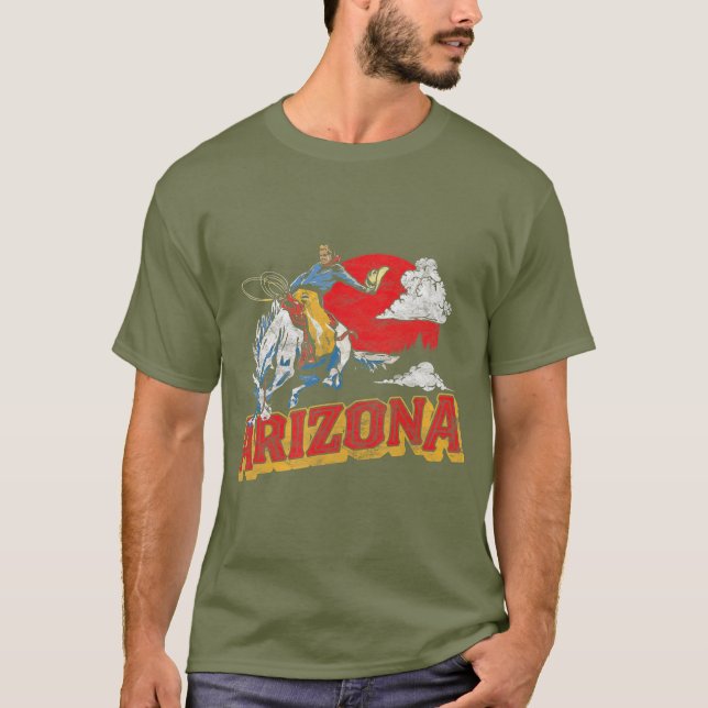 Camiseta Arizona Retro Bronco Riding Vintage (Frente)