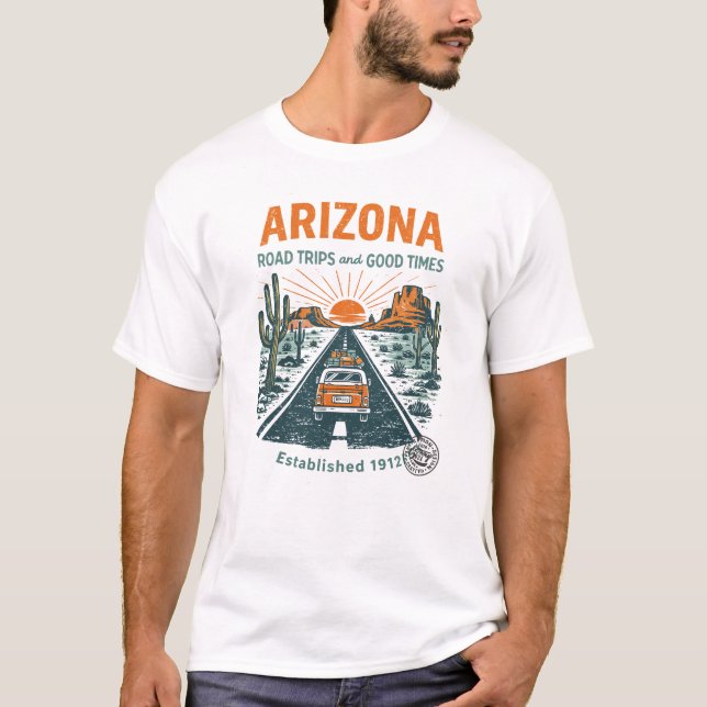 Camiseta Arizona Road Trips Retro Desert Design (Frente)
