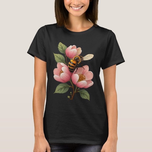 Camiseta Arkansan State Honey Bee And Apple Blossom Vector  (Frente)
