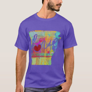 Camiseta Arkansas AK Love A Colorful Watercolor State Map S