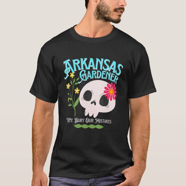 Camiseta Arkansas Ar Rebellier Gardener Cute Skull F (Frente)