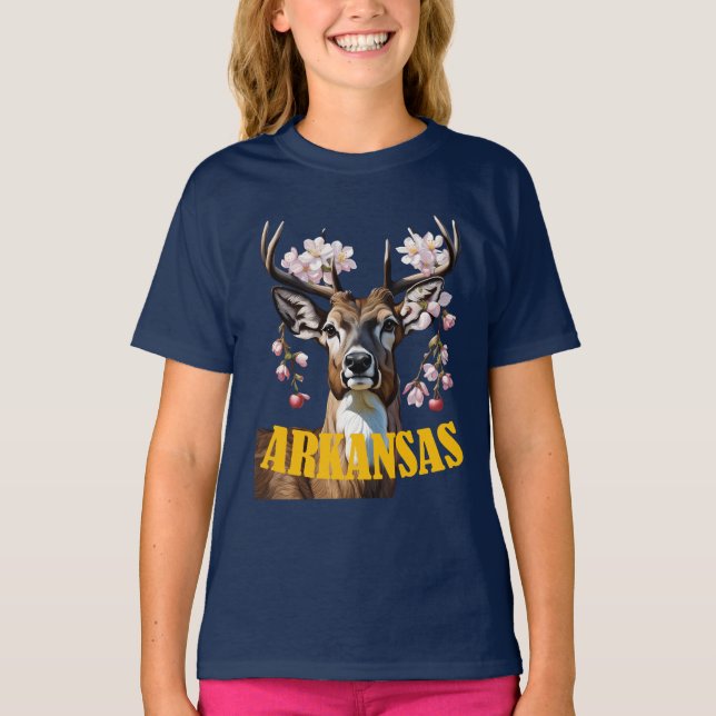 Camiseta Arkansas Deer With Apple Blossom (Frente)